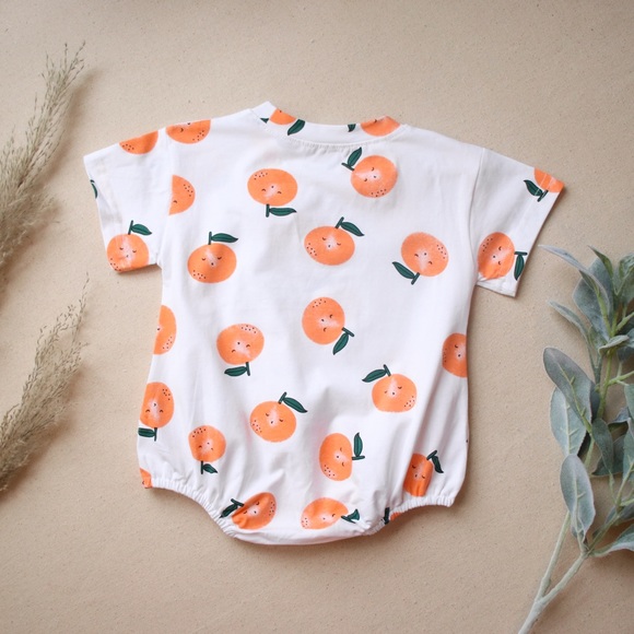 Orange Print Short Sleeve Graphic Bodysuit T-Shirt - Picture 9 of 9